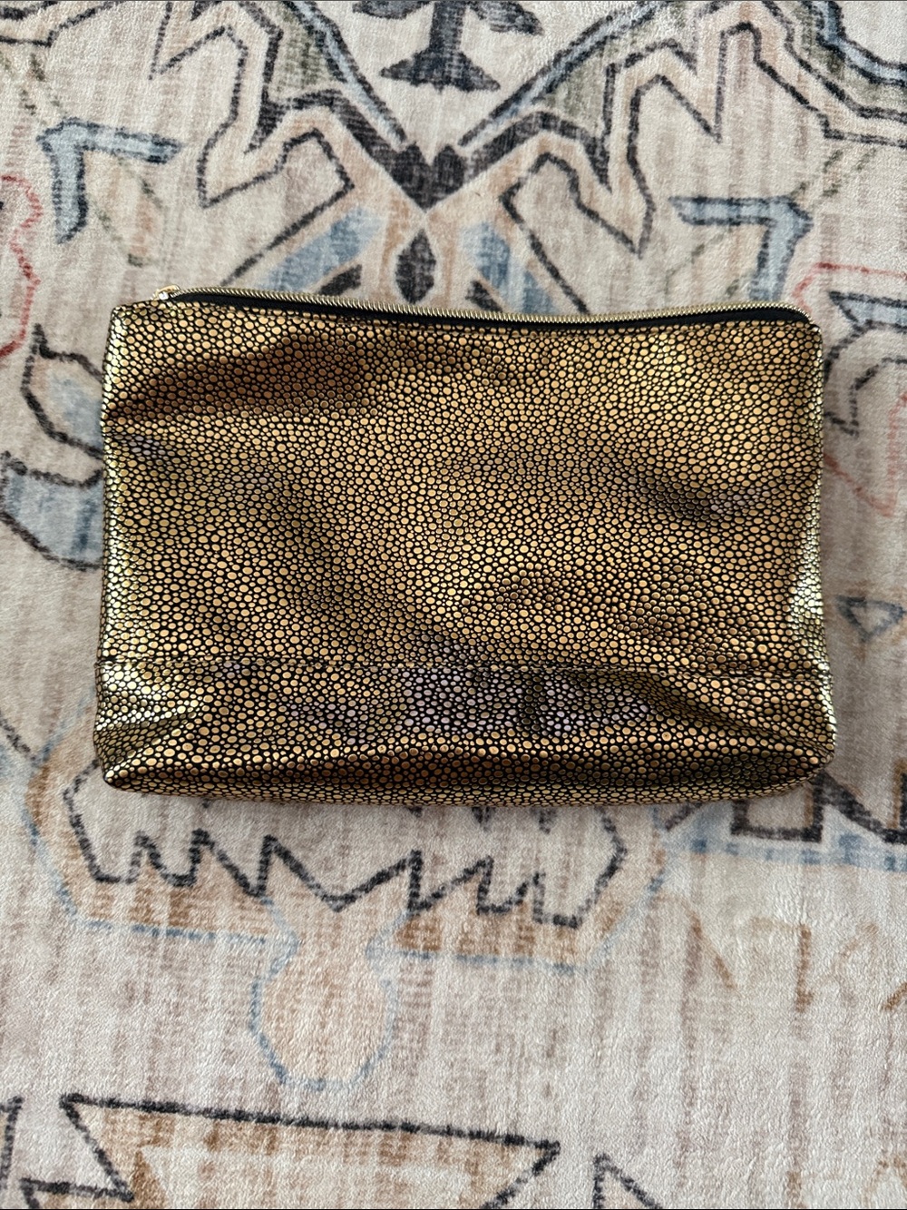 tarte Metallic Gold Pebble-Texture Cosmetic Pouch